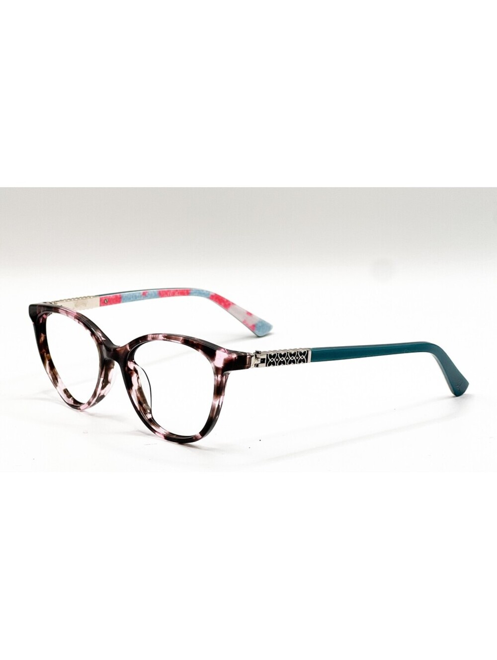 Nicole Miller Amory C01 Rose Tortoise Teal Cat Eye Eyeglass Frames 46-15-125
